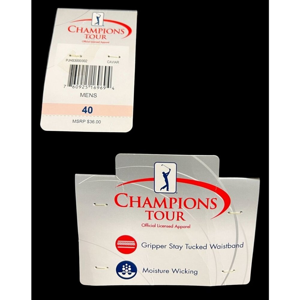 Mens Champions Tour Black Golf Shorts Size 40 Moisture Wicking  Gripper Waistban - Picture 4 of 5